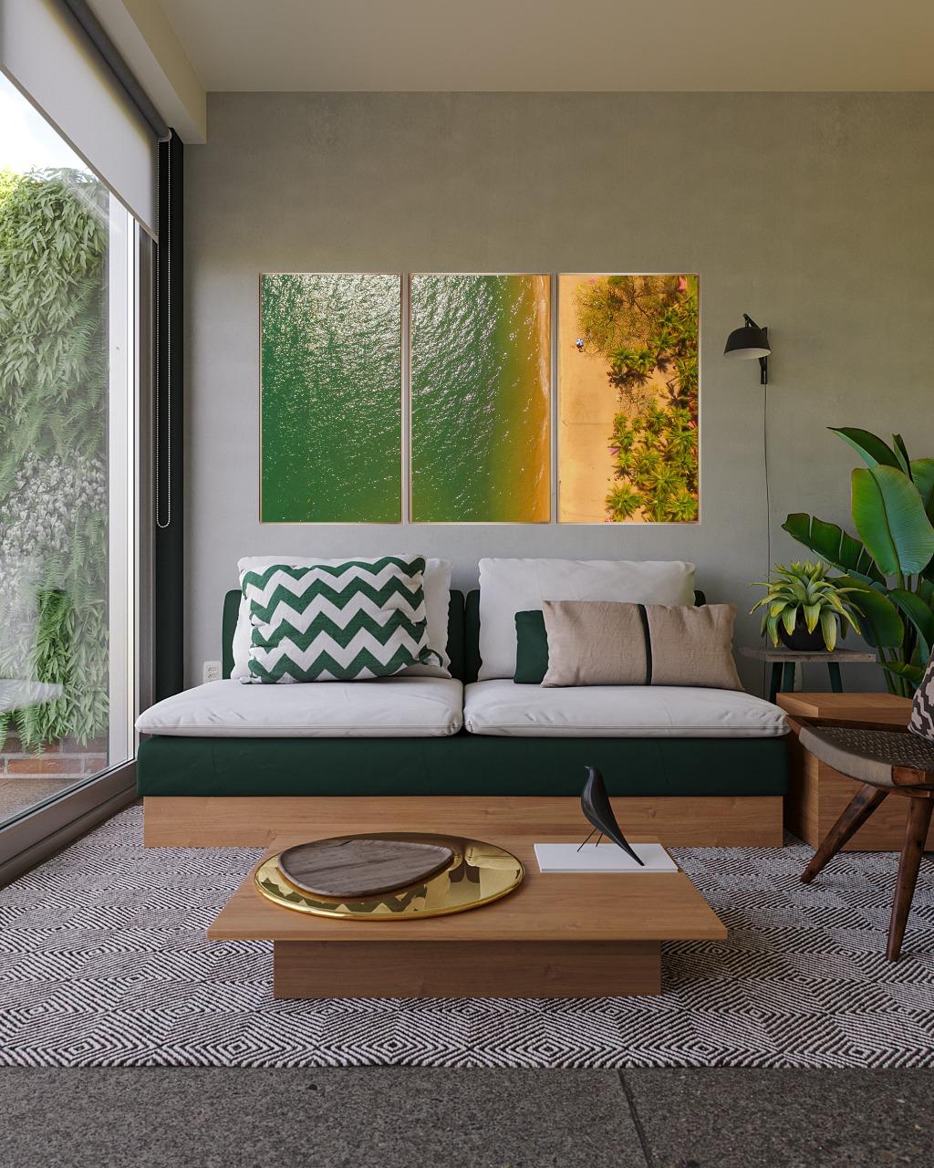 Fine art — tríptico em sala